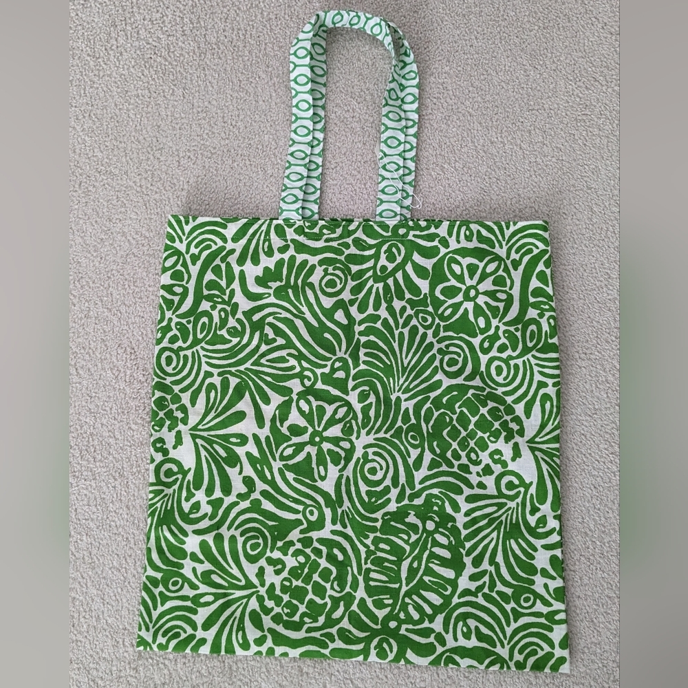 Large Abstract Green handmade reusable shopping tote bag
